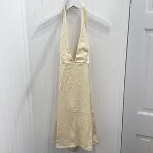 Elegant Cream Halter Dress